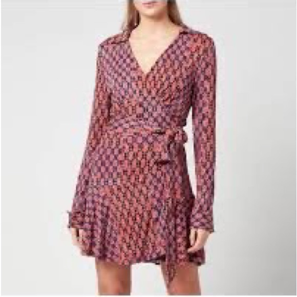 COPY - Free people rhetta wrap dress, brand new. Rusty rose multi print long sl… - Picture 6 of 8